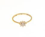 Golden single stone ring k14 with thin module and zirgon (S221809)